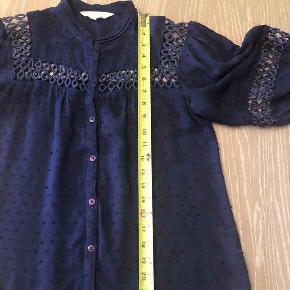 Anthropologie Navy blue blouse with cutout accents - Picture 13 of 15